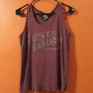 Harley Davidson Large Maroon  Graphic Bling Bling Dealership Tank Top